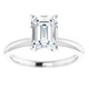 2Ct Emerald Solitaire Moissanite Engagement Ring in White Yellow or Rose Gold