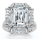 4 1/4 Ct Emerald Moissanite & Diamond Engagement Ring White Yellow or Rose Gold