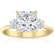 3 1/2Ct Cushion & Round Cut Moissanite Engagement Ring 14k Yellow Gold 3 1/2Ct Cushion & Round Cut Moissanite Engagement Ring 14k Yellow Gold