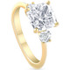 3 1/2Ct Cushion & Round Cut Moissanite Engagement Ring 14k Yellow Gold