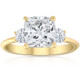 3 1/2Ct Cushion & Round Cut Moissanite Engagement Ring 14k Yellow Gold