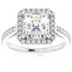 3 1/2Ct Asscher Cut Moissanite & Diamond Halo Engagement Ring in 10k Gold 3 1/2Ct Asscher Cut Moissanite & Diamond Halo Engagement Ring in 10k Gold