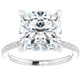 3 1/2 Cushion Moissanite and Diamond Engagement Ring 14k White Gold
