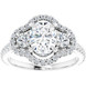 1 3/4 Ct Three Stone Halo Diamond & Oval Moissanite Engagement Ring White Gold