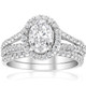 1.75Ct Diamond Oval Moissanite Engagement Weeding Ring Set