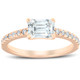 1 1/2Ct Sideways Emerald Cut Moissanite & Diamond Engagement Ring 14k Rose Gold 1 1/2Ct Sideways Emerald Cut Moissanite & Diamond Engagement Ring 14k Rose Gold