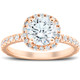 G/VS 2 Ct Moissanite & Diamond Cushion Halo Engagement Ring 14k Rose Gold G/VS 2 Ct Moissanite & Diamond Cushion Halo Engagement Ring 14k Rose Gold