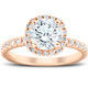 G/VS 2 Ct Moissanite & Diamond Cushion Halo Engagement Ring 14k Rose Gold G/VS 2 Ct Moissanite & Diamond Cushion Halo Engagement Ring 14k Rose Gold