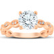 2 1/10Ct Diamond & Moissanite Vintage Engagement Ring 14k Rose Gold