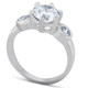 4Ct Round Cut Moissanite & Diamond 3-Stone Ring 14K White Gold