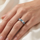 3 1/4Ct TW Five Stone Blue Diamond Wedding Ring 10k White Gold Lab Grown Band