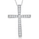 1/3Ct Round Cut Diamond Cross Pendant 10k White or Yellow Gold Necklace 1" Tall
