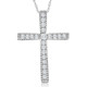 1/3Ct Round Cut Diamond Cross Pendant 10k White or Yellow Gold Necklace 1" Tall