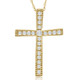 1/3Ct Round Cut Diamond Cross Pendant 10k White or Yellow Gold Necklace 1" Tall