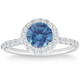 2Ct TW Blue & White Diamond Halo Engagement Ring in 14k White Gold 2Ct TW Blue & White Diamond Halo Engagement Ring in 14k White Gold