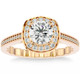 1 1/3Ct Cushion Halo Moissanite Diamond Engagement Ring White Yellow Rose Gold