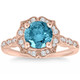 2Ct TW Blue & White Diamond Halo Vintage Engagement Ring 14k Rose Gold