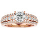1 1/2Ct 3Row Diamond & Moissanite Engagement Ring in White, Yellow, Rose Gold
