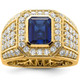 4 1/2Ct TW Men's Created Sapphire & Lab Grown Diamond Ring in 10k Yellow Gold 4 1/2Ct TW Men's Created Sapphire & Lab Grown Diamond Ring in 10k Yellow Gold