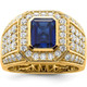 4 1/2Ct TW Men's Created Sapphire & Lab Grown Diamond Ring in 10k Yellow Gold