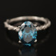 3 1/10Cttw Oval Blue Diamond Engagement Ring 14k White Gold Lab Grown
