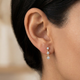 1Ct Three Stone Drop Earrings 10k Gold Lab Grown 5/8" Tall Push Back