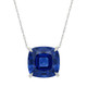 Certified 9.50ct Cushion Blue Sapphire Pendant 14k Gold Necklace Lab Grown 12mm