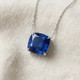 Certified 9.50ct Cushion Blue Sapphire Pendant 14k Gold Necklace Lab Grown 12mm