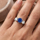 Certified 6 3/4Ct Blue Sapphire Diamond Ring Three Stone Gold Lab Grown