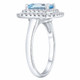 8x6mm Aquamarine & Diamond Halo Ring 14k White Gold