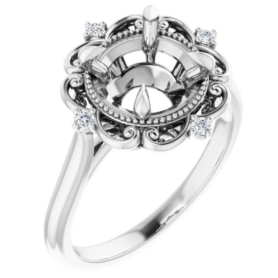 Elizabeth Lab Grown Diamond Accent Vintage Ring Setting