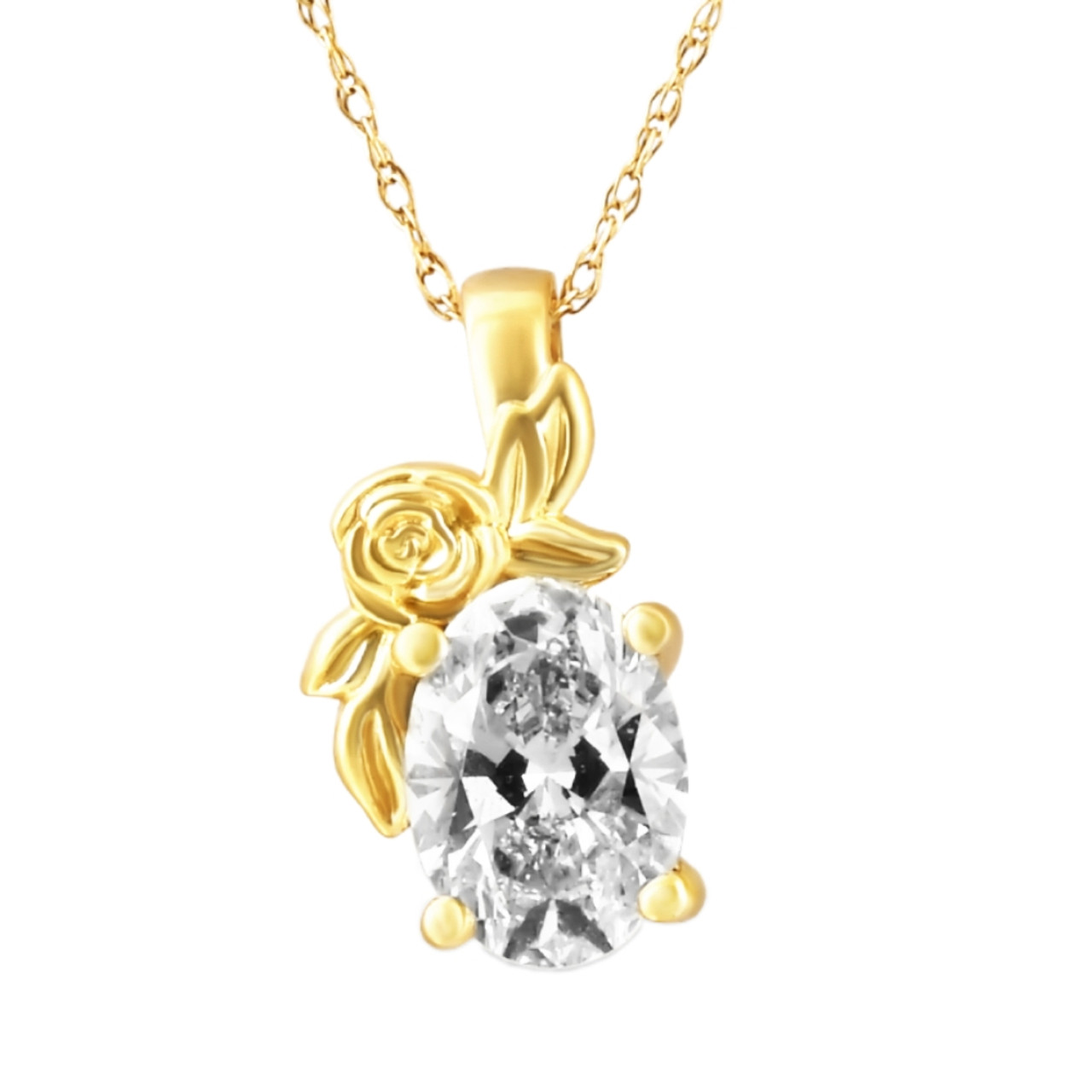 an EX3 Diamond 1ct lab-grown diamond yellow gold pendant necklace