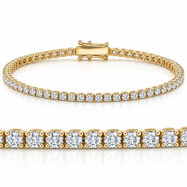 Bracelet Tennis Diamants 4 Carats Ronds Sur Or Rose 18K - Naturel - Taille 8 Pouces