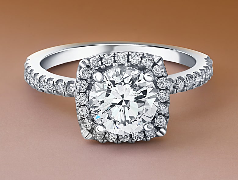 halo style diamond engagement ring