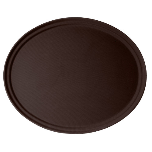 Cambro 2900CT138 Tavern Tan 29" x 24" Camtread Non-Skid Oval Serving Tray - 2900CT