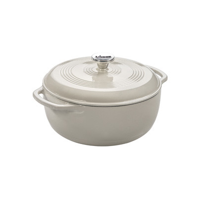 Lodge EC6D13 6 Qt. Cafe Oyster Color Enamel Dutch Oven