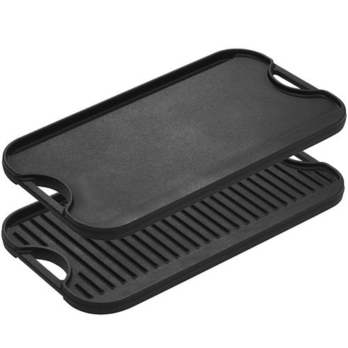 Lodge LPG13 20" x 10 1/2" x 3/4" Pre-Seasoned Cast Iron Reversible Griddle and Grill Pan