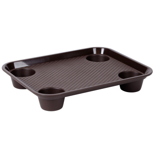 GET Enterprises FT-20-BR 14" x 18" Brown Fast Food Tray with Cup Holders - FT20-BR