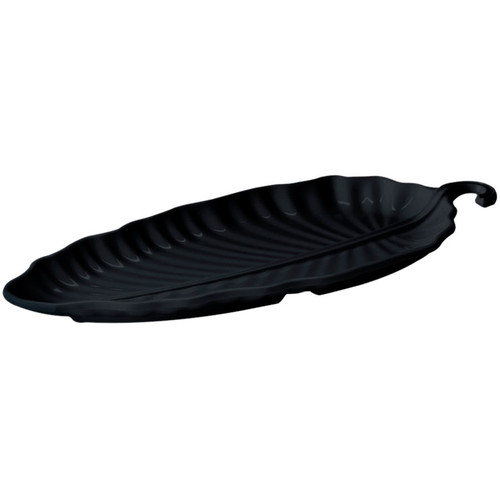 GET LE-2514-BK 25" x 13 3/4" Black Sonoma Melamine Leaf Platter - LE2514B