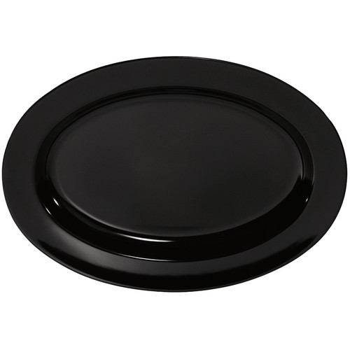 GET OP-618-BK Milano 18" x 13 1/2" Black Oval Platter - OP618B