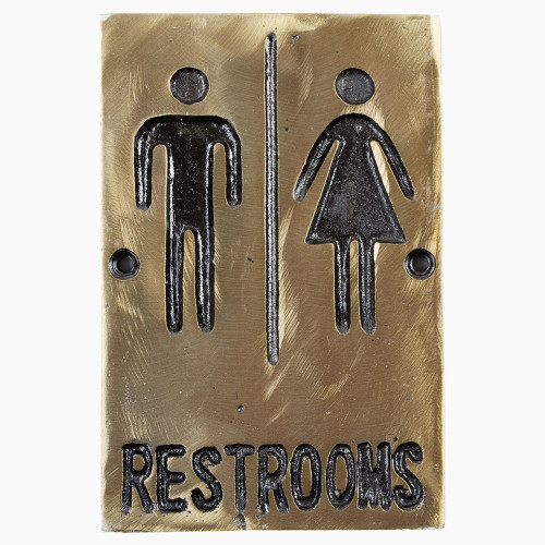 Tablecraft 465633 6" x 4" Bronze Restrooms Sign - SIGN465633