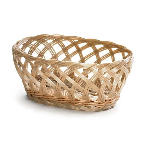 Tablecraft 1136W Natural Open Weave Oval Rattan Basket 9 1/4" x 7" x 3 1/4" - BREAD1136W