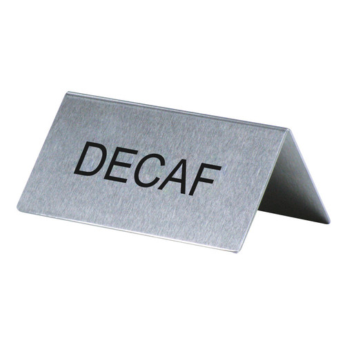 Winco SGN-102 "Decaf" Table Tent Sign Stainless Steel - TS-DEC