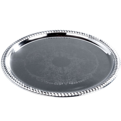  Winco CMT-14 14" Round Buffet Metal Catering Tray - CCT14
