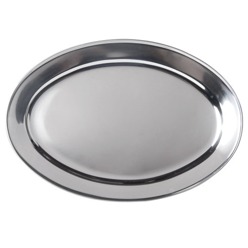 Winco OPL-12 11 3/4" x 7 7/8" Oval Stainless Steel Platter - OPD12