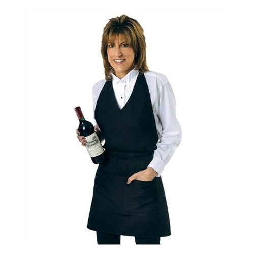 Black Tuxedo V-Neck Apron with Two Pockets - 30"L x 40"W