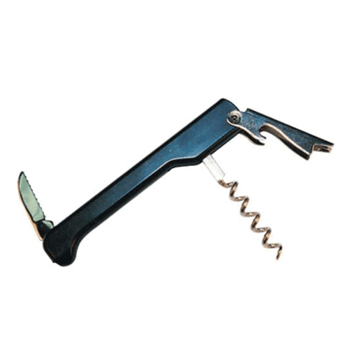 Winco CO-512 All-in-One Waiter Corkscrew and Bottle Opener, Black