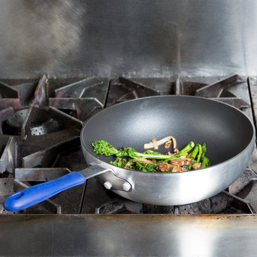 Winco ASFP-11NS 11" Non-Stick Aluminum Stir Fry Pan with Silicone Handle
