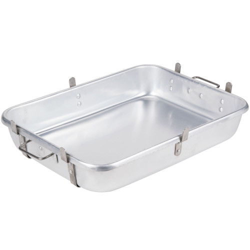 Winco ALRP-1824L Aluminum Roasting Pan with Straps, Handles, and Lugs (Bottom) - 24" x 18" x 4"