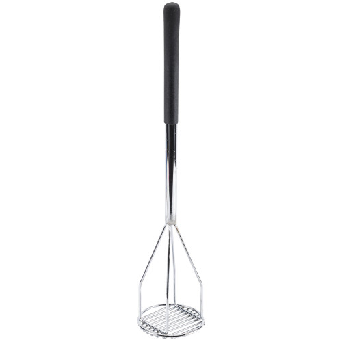 Winco PTMP-24R Chrome Plated 24" Round-Faced Potato Masher with Soft Grip